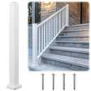 Aluminum Railing Deck Post Kit 3" x 3" x 39" Include 1 Pcs Porch Deck Railing Fence Post Handrail 4 Pcs Expansion Screws Made with Heavy Duty Powder Coated, Rust-proof, Fit 36" Height(White)
