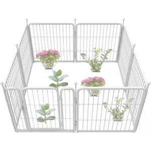 FXW Garden Fence Panels for Yard, No Dig Metal Fence Border, Heavy Duty Metal, 24 inch High 15 ft Long in Total, WhitePatented