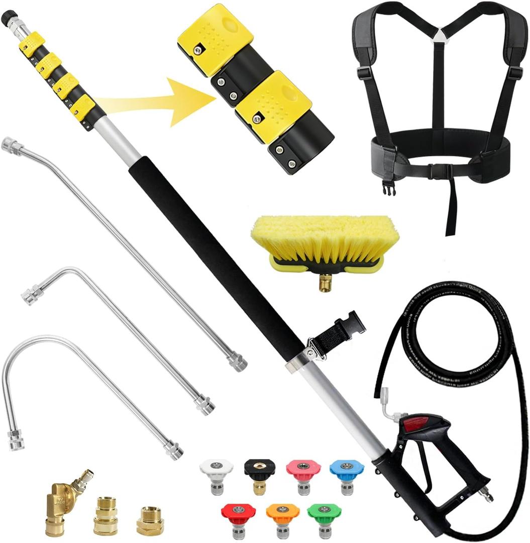 JANZ 24 FT Telescoping Pressure Washer Wand with Heavy-Duty Lever Lock