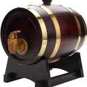 1.5L Vintage Oak Wood Barrel with Stand and Tap for Whiskey Rum Wine Storage Handcrafted Small Timber Aging Cask 8x5.4 Inches