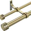 Double Curtain Rods with Aluminum End Cap and Full Enclosure Brackets, 1- Inch Front and 5/8 Inch Back Window Rod, Dual Drapery Rods Adjustable from 36 to 72 Inches (3-6 Feet), Antique Bronze