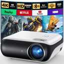 HAPPRUN Native 1080P Bluetooth Projector, Full HD Portable Outdoor Movie Projector with Built-in Speaker, Compatible with Smartphone, HDMI, USB, AV, Fire Stick, PS5 for Home, Bedroom, Outdoor Use, Projector Only