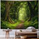 Amtoodopin Forest Tapestry Nature Landscape Tapestries Green Tree Tapestries Misty Forest Wall Art Jungle Scenery Tapestry Wall Hanging for Living Room Bedroom