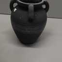 Handmade Black Terracotta Vase, 8.2" Tall with 4 Ears, Wide Mouth Ceramic Vases, Vintage Farmhouse Vase, Rustic Antique Matte Finish Decor Vases for Home, Living Room