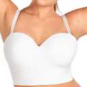 HSIA Longline Strapless Bra for Women, Anti-Slip Support Corset for Large Bust Convertible Bustier Bandeau for Big Breasts (Pure White, 38D)