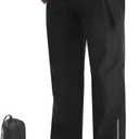 iCreek Men's Packable Rain Pants Waterproof Lightweight Over Pants Windproof Outdoor Pants for Fishing Golf Hiking (XX-Large/28" Inseam, Black)
