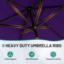 AreShark 6.5 x 10 FT Rectangular Valance Patio Umbrella, Outdoor Umbrella with Tilt and Crank, Market Table Umbrellas W/ 6 Ribs UV Protection for Garden, Deck, Backyard and Pool, Dark Purple