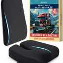 Elmara Doctor-Designed Semi-Truck Seat Cushion for Truck Driver – The Ultimate Comfort Solution for Long-Haul Drivers – Trucker Seat Cushion & Back Support – 2-Piece Ergonomic Set (Black)