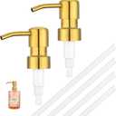 Segbeauty Stainless Steel Soap Lotion Dispenser Pumps, 2pcs Golden Soap Dispenser Pump Replacement for 28/400 Thread Size Standard, Bathroom Kitchen Sink Pump Replacement for Body Wash Skincare Lotion