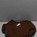 AUTOMET Womens Ribbed Square Neck Top, Long Sleeve Slim Fit Basic Shirt for Fall Winter Spring, Casual Crop Tee (X-Large, Brown)