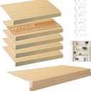 5 Pcs Wire Rack Covers 35x12x3 inch PVC Pantry Shelf Cover 0.31 inch Thick Removable Closet Wire Rack Shelf Covers, Decoration Kitchen Bathroom Office Shelving (Wood Color,35x12x3 inch)