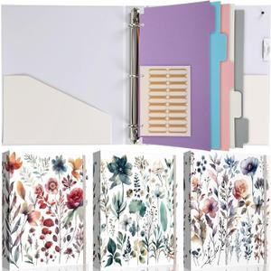 TaoBary 3 Pcs 3 Ring Binder 1 Inch Pastel Color Receipt Binders Organizer Dividers with Tabs 2 Pockets Fits for Us Letter Size 8. 5 x 11 Paper for Office Home Supplies(Macarons, Wildflowers)