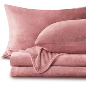 BEDELITE Flannel Sheets Twin Size Dusty Pink - Super Soft Fleece Sheets Set Fluffy Extra Plush, 3 Piece(Include Fitted Sheet, Flat Sheet, 1 Pillowcase)