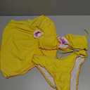 Milumia Women Three Piece Bikini Set 3D Floral Tie Back Lettuce Trim Halter Swimsuit with Cover Up