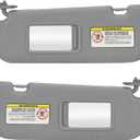 Pair of Left and Right Side Gray Sun Visor Fit for Hyundai Elantra 2011-2015, Sunvisor Replacement for 852103X000TX 852203X000TX, with Makeup Mirror and with Light