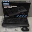 Wireless Keyboard and Mouse Combo, Wave Keys Full-Sized Ergonomic Keyboard with Cushioned Plam Rest, Phone Holder, Comfortable Natural Typing, 2.4G Cordless Set for Computer, Laptop, PC, Mac, Windows (Black)