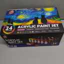 TBC The Best Crafts 24 Colors Acrylic Paint Set, 250ml (8.45oz) Each, Non-Toxic, Includes 10 Professional Brushes + Sponge + Painting Knife, for Canvas Wood Ceramic Rock Painting & DIY Crafts for Adults Artists