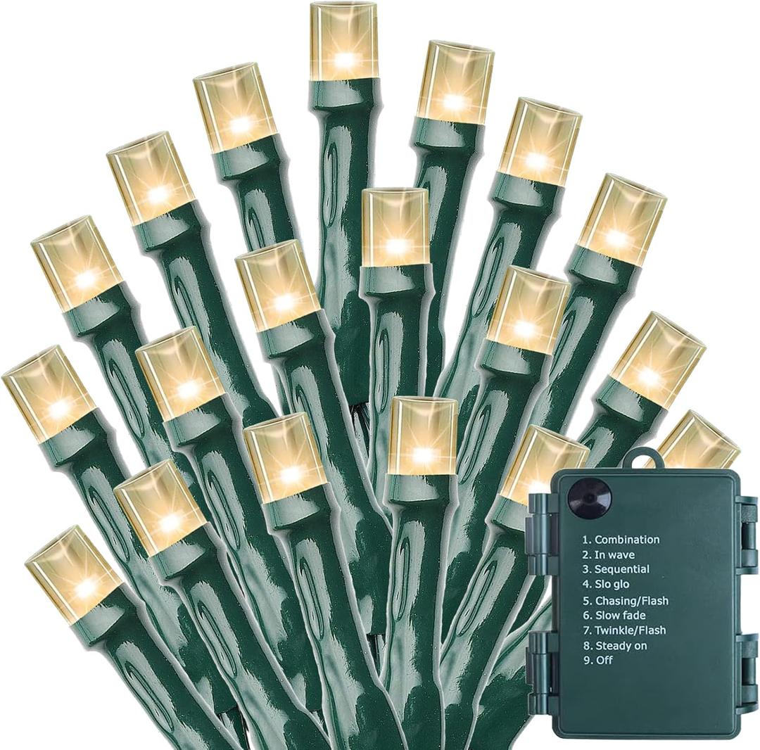 SISLYANIA Battery Operated Christmas Lights - 50 LED Mini Lights Battery Operated String Lights Indoor Outdoor String Lights with Timer 8 Modes Fairy Lights for Christmas Tree Wreath Party, Warm White