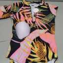 Girls One Piece Swimsuits Short Sleeve Rash Guard for Girl Hawaiian Bathing Suit with Sun Protection Beachwear (15-16 Years, Black Jungle Wild)