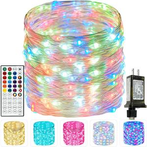 66Ft 200 LED RGB Color Changing Christmas Fairy Lights Plug in, Waterproof String Lights with Remote for Outdoor & Indoor, 24 Colors Twinkle Lights with Timer for Girl's Room Christmas Decorations (1 Pack(200LED))