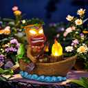 Solar Tiki Outdoor Statues: Funny Tiki Bar Decor with Solar Light Outside Decoration for Lawn Yard Patio Garden Gifts for Housewarming (Boating)