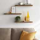 BAYKA Floating Shelves for Wall, Set of 3, 22.5 Inch Rustic Wood Wall Mounted Shelving for Bathroom, Bedroom, Living Room or Kitchen, Hanging Display Decor Book Shelf with 22 lbs, Rustic Brown