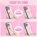 KANGHAR for iPhone 15 Pro Max Case Stand White and Pink Stripes Full Body Rugged Shockproof Protection Glossy Protective Slim Case 6.7 Inch