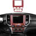 RT-TCZ for RAM Navigation Panel Dash Air Conditioning Vents Trim Cover for Dodge RAM 2018 Up Red ABS Carbon Fiber Interior Accessories