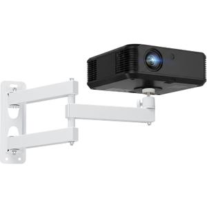 CroBlissful Foldable Projector Wall Mount, Ceiling Projector Mount, Universal Adjustable 360° Rotation, Projectors Stand with 1/4" Ball Head, Devices Bracket Holder for Home Office (Three Arms, White)