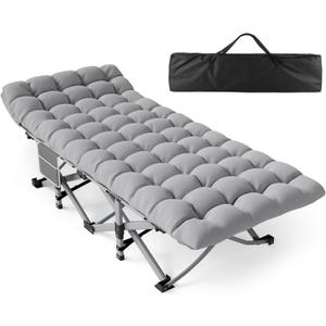 Slendor Folding Camping Cot for Adults with Mattress,Max Load 500lbs Cots for Sleeping Camp Cots for Adults Kids Teenage Portable Travel Camp Cot Bed Mattress for Home Office Beach Garden Tent