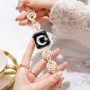 Ygtiecs Compatible with Apple Watch Band Series 7 41mm 40mm 38mm, Easy Adjustable Bracelet for Women, Bling Shiny Diamond on Moon, Dressy Replacement for Series 7 6 5 4 3 2 1 SE -iWatch Band Rose Gold