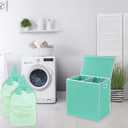 Simple Houseware Double Laundry Hamper with Lid & Removable Bags, Turquoise