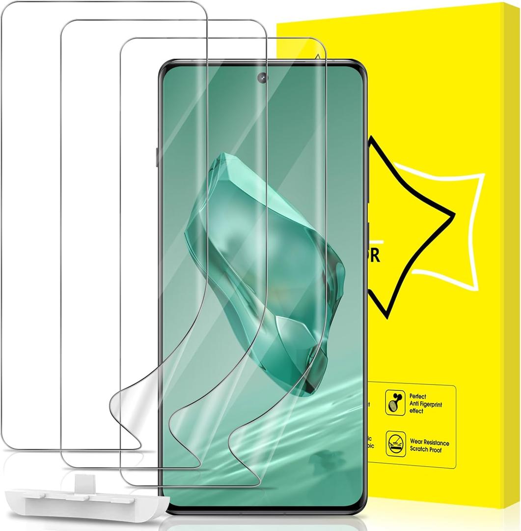 GiiYoon 3 PACK Screen Protector for OnePlus 12 Flexible TPU Film [Support Fingerprint Touch] [HD Full Coverage] [Easy Installation] [Scratch Resistant]