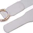 Beltox Women Elastic Belt Dress Stretchy Wide Waist Vintage Thick Cinch PU Leather (L-XXL (35-47 inch stretch range), Khaki and White 2pcs)