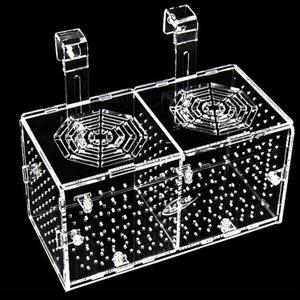Hamiledyi Acrylic Breeding Isolation Box - Transparent Aquarium Hatchery for Guppy/Shrimp/Small Fish, Safe Nursery Tank with Air Tube & Suction Cups(7.8"  3.9"  3.9")