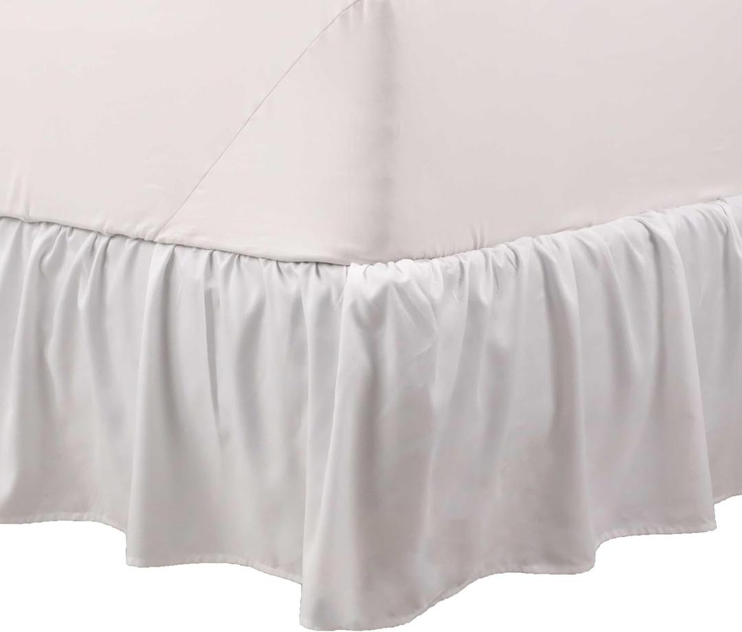 Martex Twin Ruffle Bed Skirt | Easy Fit Bed Skirts | Microfiber Bed Skirt | 15 Inch Drop | Hotel Quality Bedskirt | White
