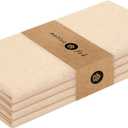 Native Fab Solid Cloth Napkin Set of 4, 100% Chambray Cotton, Washable, Reusable Dinner Cloth Napkin 17x17 inches, Table Decor Napkins for Dinner, Events, Mustard Yellow