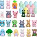 24 Pack Prefilled Easter Eggs with 3D Printed Knitted Animals  Amigurumi Style Figurines Positive Cardfor Egg Hunt Easter Party Favors for Kids Boys Girls Easter Basket Stuffers Party Favors