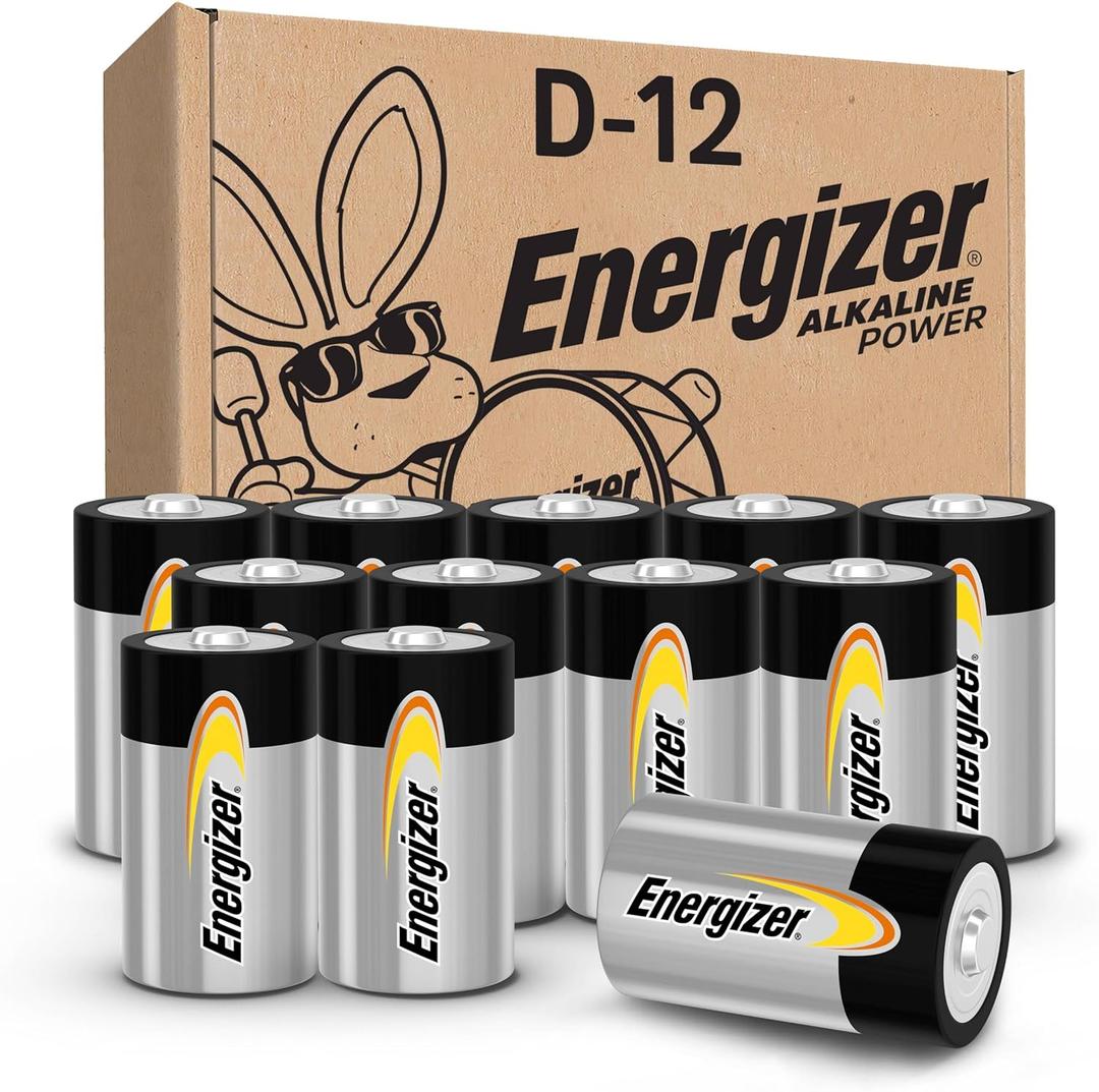 Energizer Alkaline Power D Batteries 12 Count (Pack of 1), Long-Lasting Alkaline Size D Batteries