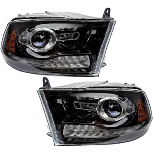 TRQ 2 Piece Headlight Assembly Set Driver & Passenger Side Compatible with Ram 1500 2500 3500 2013-2018 CH2502245 CH2503245 68093220AC 68093220AD 68093221AC 68093221AD