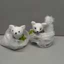 2 Pack 9 Inches Christmas White Sisal Squirrel Figurines Winter Decor Woodland Squirrel Desktop Centerpiece Rustic Forest Animals Tabletop Decoration Seasonal Gift