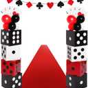 Zhanmai 52 Pcs Casino Themed Decorations Set Game Casino Night Entryway Door Decoration 8 Pcs 12" Large Boxes 8 Jumbo Poker Cards 30 Balloon Aisle Runners for Birthday Party (Dice Style)