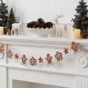 Gingerbread Themed Wreath Banner,Christmas Hanging Decoration,Christmas Colorful Flag Banner,Party Festival Wall Decoration