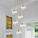 ykolupty 6-Light LED Staircase Modern Glass Globe Pendant Light Gold Chandeliers Large Chandeliers for High Ceilings, Entryway Lighting Fixture Villas and Stairs
