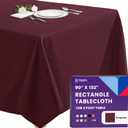 Gee Di Moda Rectangle Tablecloth - 90 x 132 Inch Burgundy Table Cloth for 6 Foot Tables with Floor-Length Drop - Heavy Duty Washable Fabric for Holiday Party, Dinner, Weddings & Baby Shower
