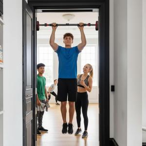Adjustable Doorway Pull Up Bar for Home Gym - No Drilling Required, Portable Strength Training Bar with Comfortable Grip for Upper Body Workout - Fits Most Door Frames