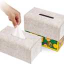 2 Pack Tissue Box Cover - Decorative Tissue Box Holder - Modern Felt Tissue Box Cover Rectangle - Medium Size - Oatmeal