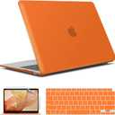 IBENZER Compatible with New MacBook Air 13 inch case 2022 2021 2020 M1 A2337 A2179 A1932, Hard Shell Case&Keyboard Cover&Screen Film for Mac Air 13 with Touch ID (2018-2022), Orange, AT13OR+2
