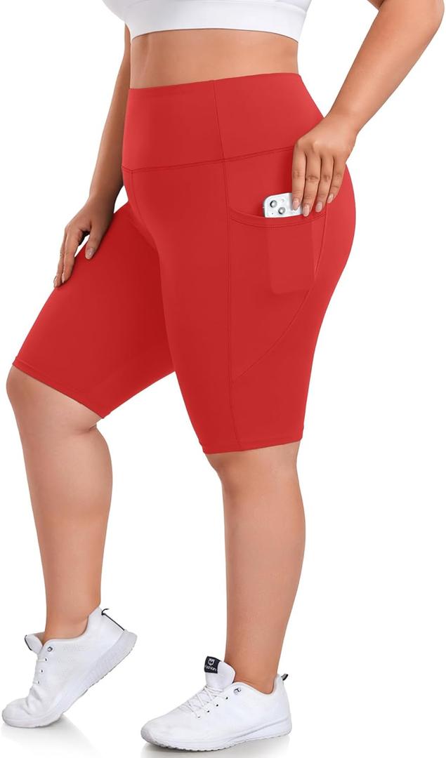 we fleece Plus Size 8" Biker Shorts with Pockets - High Waisted Spandex Yoga Shorts for Women, Workout Gym Cycling Athletic (Red, XL) we fleece Plus Size 8" Biker Shorts with Pockets - High Waisted Spandex Yoga Shorts for Women, Workout Gym Cycling Athletic (Red, XL)