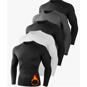 Dalavch 5 Pack Thermal Compression Shirts for Men Long Sleeve Running Gear Undershirt Base Layer for Winter Cold Weather, M